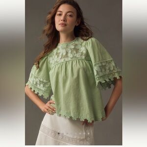 Elegant Mint Green Lace Blouse